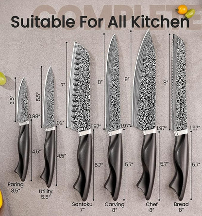 Knife Set, 15 Pieces Kitchen Knife Set with Built in Sharpener, High Carbon German Stainless Steel Knife Block Set, Dishwasher Safe, Mothers Day Gifts - Image 2