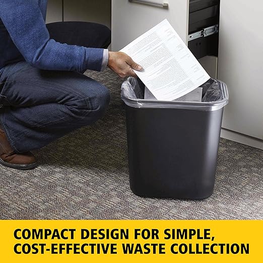 Rubbermaid Commercial Products Wastebasket/Trash Can, 7-Gallon/28-Quart, Black, Plastic, for Bedroom/Bathroom/Office, Fits Under Desk/Sink/Cabinet, Pack of 4 - Image 3