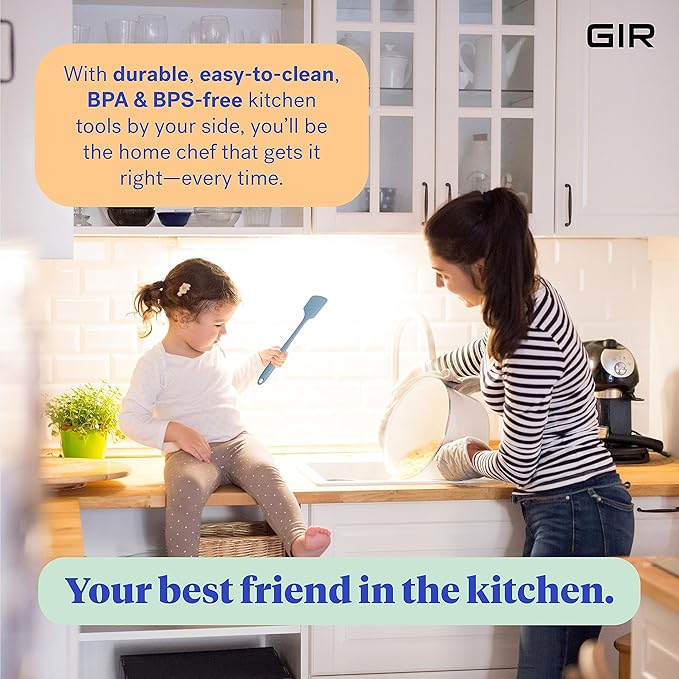 GIR: Get It Right Silicone Kitchen Spatula - Non-toxic Cooking Utensils for Nonstick Cookware, Cooking and Baking, Skinny - 11IN - Slate