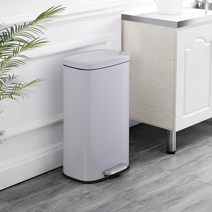 happimess HPM1011D Curtis 8-Gallon Step-Open Trash Can, Fingerprint Resistant, Modern, Minimalistic for Home, Kitchen, Laundry Room, Office, Bedroom, Bathroom, Fog Gray - Image 2