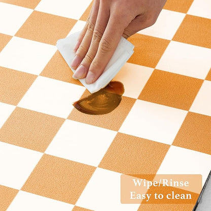 Ohocut Checkered Dish Drying Mat for Kitchen Counter, Coffee Bar Station Accessories, Retro Cute Aesthetic Modern Absorbent Drainer Mat Kitchen Drying Mat Easy Clean, Orange 16" x 24" - Image 5