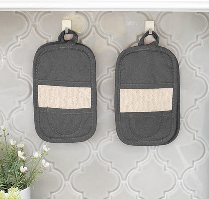 RITZ Premium Pot Holders & Heating Pads (4-Pack), 8.5" x 5.5", Heat Resistant, 100% Cotton Terry-Looped Pocket, Kitchen and Barbeque, Graphite - Image 2