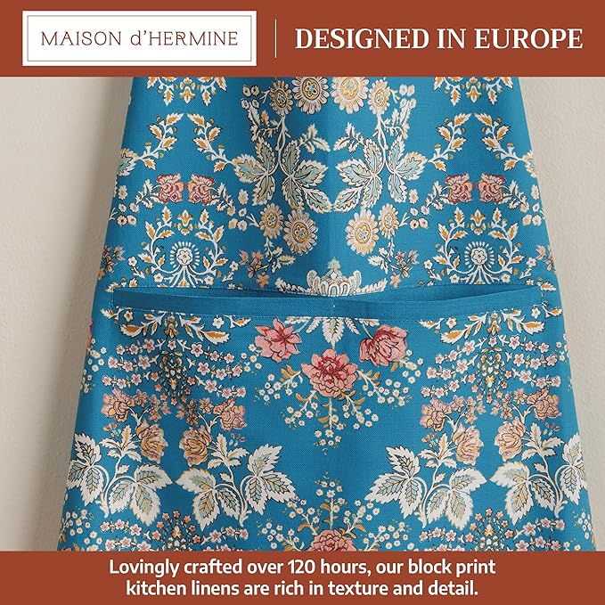 Maison d' Hermine 100% Cotton Apron for women with Pocket Kitchen Chef Apron for Men Cooking Mothers Day Gifts
