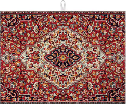 Boho Vintage Ethnic Dish Drying Mat for Kitchen Counter Persian Original Tribal Drying Pad Absorbent Dish Drainer Rack Mats Draining Pad by MOUNTANLLY