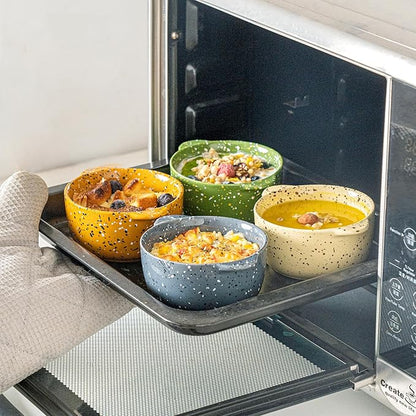 4-Piece 10 Oz Mini Ceramic Cocotte Set with Lids & Handles - Oven-Safe Casserole Dishes Ideal for Souffle, Soup, Cobbler & More, Stoneware Baking Ramekins, Yellow