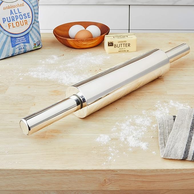 Fox Run Stainless Steel Rolling Pin With Handles, 18" x 2.6" x 2.8" - Image 5