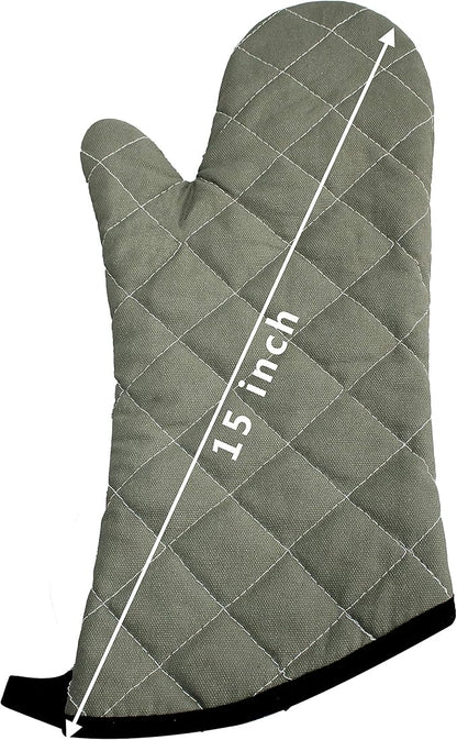 ARCLIBER Oven Mitts Heat Fire Resistant Oven Mitts 425 ° F, Quilted Terry Cloth Cotton Soft Lining Oven Gloves, Extra Long Kitchen Mittens for Cooking Baking - Image 6