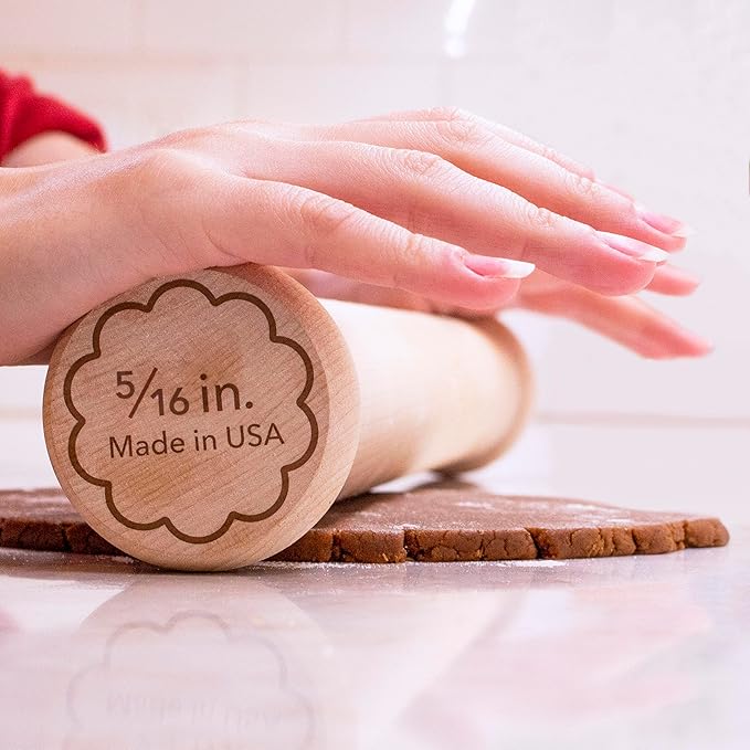 Perfect Cookie Rolling Pin 5/16-in. Fixed Depth Hardwood Made in the USA by Ann Clark - Image 2