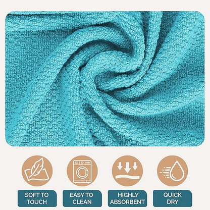 Casa Platino Kitchen Towels and Dish Towels for Kitchen, Cotton 8 Piece Set Includes 4 Hand Towels & 4 Dish Cloths, Refresh Your Prep Space with Vibrant, Quick-Dry Utility – Aqua