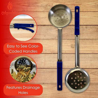 8 Ounce Slotted Stainless Steel Portion Control Ladle Spoon for Measuring and Serving; Commercial Grade Serving Scoops [Pack of 12] - Image 2