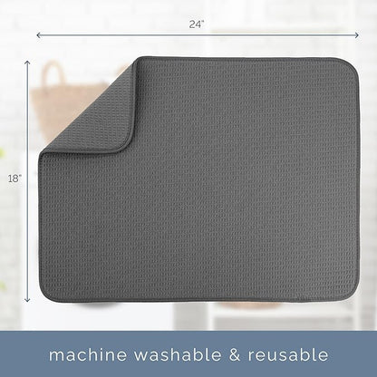 S&T INC. Dish Drying Mat XL, 18” x 24”, Absorbent Microfiber Kitchen Counter Mat, Dish Drying Pad for Dishes, Utensils, Pots and Pans, Extra Large, Charcoal - Image 6