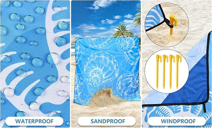 WIWIGO Beach Blanket Waterproof Sandproof Beach Mat 79" X 83"/10'x9'for 2-8 Adults Quick Drying Outdoor Picnic Mat Beach Accessories for Travel, Camping, Hiking - Image 3