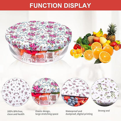 10Pcs Reusable Bowl Covers In 5 Size, Stretch Cloth Fabric Dish Cover Kitchen Storage Containers Lids for Fruits Food Leftover Dough Bread Proofing