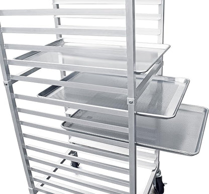 New Star Foodservice 36527 Commercial-Grade Aluminum 20-Tier Sheet Pan/Bun Pan Rack, 26" L x 20" W x 69" H with Brake Wheels Silver - Image 3