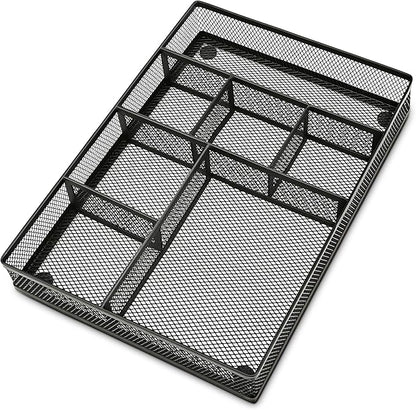 shenee Desk Drawer Organizer Tray,Drawer Organizer for Office and Home,Desk Organizer with Drawers,7 Compartments,Non-Slip Desk Organizers (Black, 12.3" L x 8.3" W x 1.8" H)