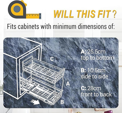 Pull Out Spice Rack Organizer for Inside Kitchen Cabinets, Heavy Duty Slide Out Seasoning Kitchen Organizer, 2 Tier Vertical Sliding Seasoning Organizer, 10.5" D x 5.1" W x 9.6" H -2 Pack (2)