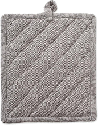 DII 100% Cotton Solid Chambray Kitchen Set, Potholders, Stone, 2 Piece