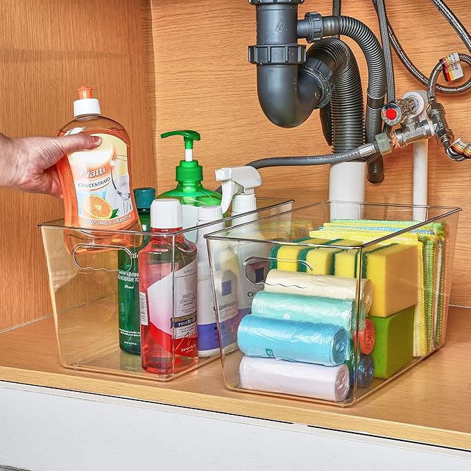 Vtopmart 6 PCS Clear Plastic Storage Bins, Pantry Organizer Containers with Handle for Refrigerator, Fridge, Cabinet, Kitchen, Countertops, Cupboard, Home Organization and Storage, XL - Image 7