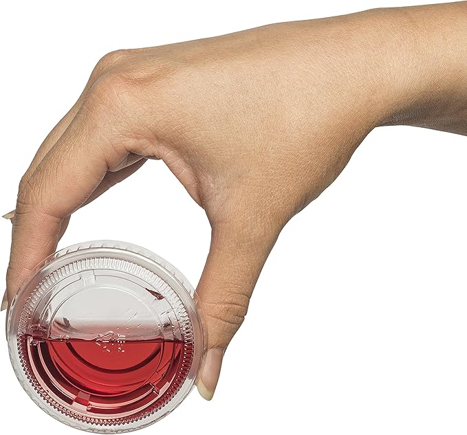 DuraHome Plastic Portion Cups with Lids 2 oz. Pack of 150 Leakproof Jello Shot Cup Mini Containers for Salad Dressing Sauce Condiment Snack Souffle and Salsa, Disposable - Image 4