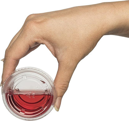 DuraHome Plastic Portion Cups with Lids 2 oz. Pack of 150 Leakproof Jello Shot Cup Mini Containers for Salad Dressing Sauce Condiment Snack Souffle and Salsa, Disposable - Image 4