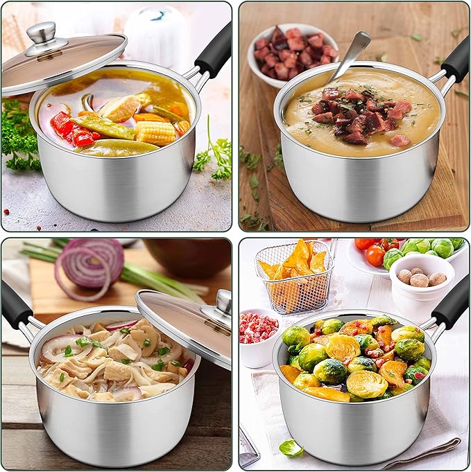 Herogo 2Qt Saucepan with Lid, 18/10 Stainless Steel Sauce Pan Pot, 2 Quart Saucepan for Gas Electric Stove Top Camping, Rust Free & Dishwasher Safe - Image 7