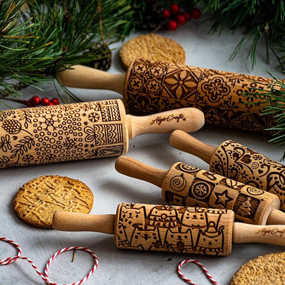 PORTUGUESE TILES Embossed Rolling Pin for Ceramic. Clay Roller and Ceramic Stamp for Embossing Pottery. Baking Gifts for Women by Algis Crafts for Embossed Cookies