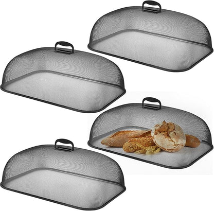 Hicarer 4 Pcs Metal Mesh Screen Food Cover for Outdoors Set Large 18.5 Inch Mesh Food Tents for Picnic Indoor Plate(Black) by Hicarer