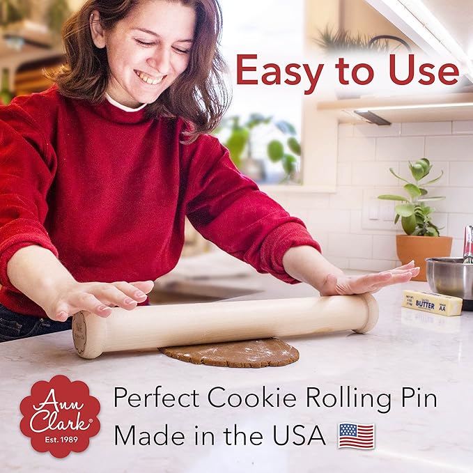 Perfect Cookie Rolling Pin 1/4-in. Fixed Depth Hardwood Made in the USA by Ann Clark - Image 4