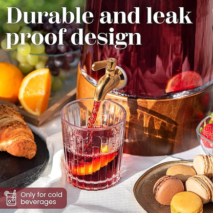 FOODLE Large Glass Drink Dispenser with Spigot - Glass Beverage Dispenser with Stand - Perfect for Parties & Weddings - Pitcher for Lemonade, Water, Sangria, Punch & Juice - Leakproof - 1.72 Gallon - Image 5