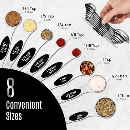Nextop Stainless Steel Magnetic Measuring Spoons Set – 9 Pieces Dual-Sided Stackable Magnetic Teaspoons and Tablespoons for Dry & Liquid Ingredients – Kitchen Gadgets for Baking & Cooking – Black - Image 7