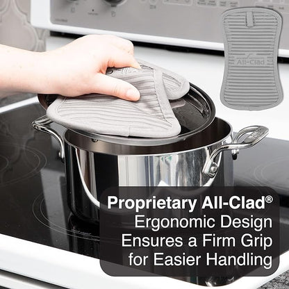 All-Clad Premium Pot Holder & Hot Pad: Heat Resistant up to 500 Degrees - 100% Cotton, 10"x6.25" Hot Pad for Kitchen and Barbeque, 2-Pack, Titanium - Image 6