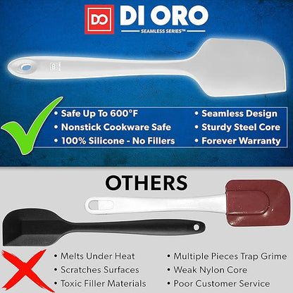 DI ORO Silicone Spatula Set - Rubber Kitchen Spatulas for Baking, Cooking, & Mixing - 600°F Heat-Resistant & BPA Free Silicone Scraper Spatulas for Nonstick Cookware - Dishwasher Safe (3pc, Stone) - Image 2