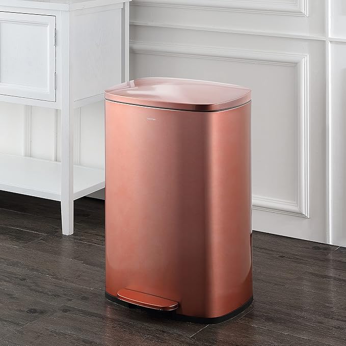 happimess HPM1006D Connor Rectangular 13-Gallon Trash Can with Soft-Close Lid and Free Mini Trash Can, Fingerprint Resistant, Modern, Minimalistic for Home, Kitchen, Office, Bathroom, Rose Gold - Image 2