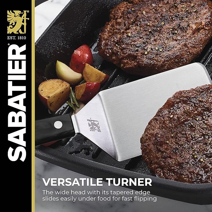 Sabatier Triple Rivet Stainless Steel Wide Turner, 9.65-Inch, Black,5154549 - Image 5
