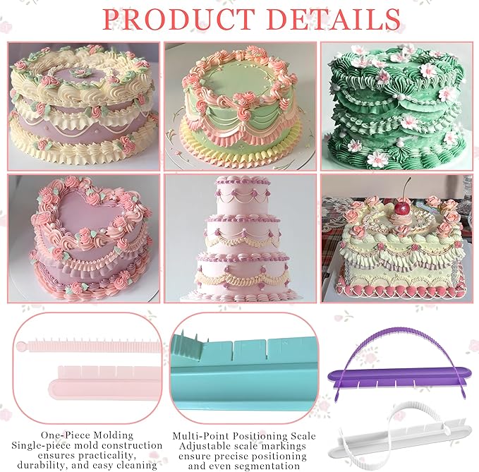 4PCS Cake Arch Guide Tool,Adjustable Fondant Cake Arc Ruler,Practical Baking Writing Swag Guide Gadgets Accessories,Decorative Marking Divider Aid,Pastry Decorating Supplies for Home Kitchen Bakeries - Image 4