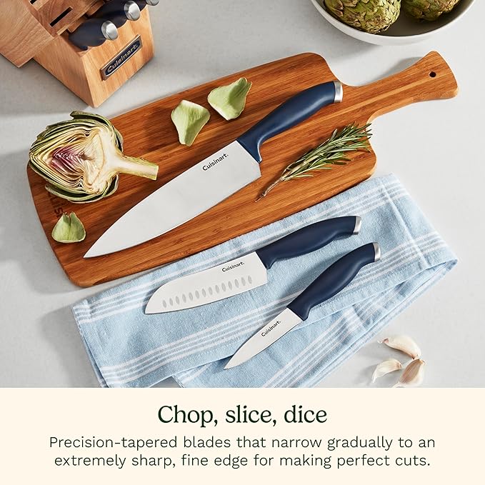 Cuisinart C77SSN-12P Color Pro Collection 12 Piece Knife Block Set, Navy - Image 4