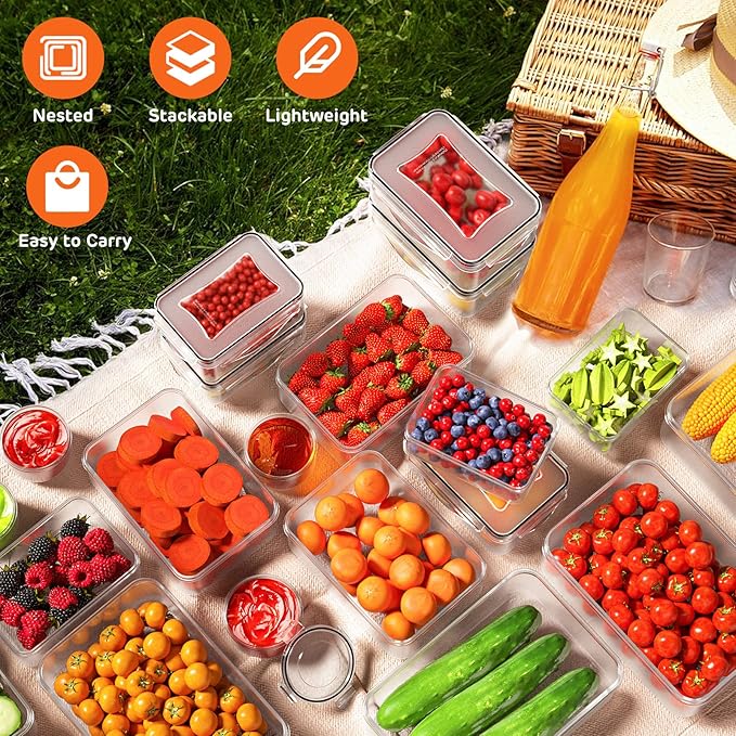 44 PCS Food Storage Container with Lid (22 Lids & 22 Containers) - Airtight Leakproof Plastic Kitchen Organization Set Reusable Microwave/Freezer/Dishwasher Safe Meal Prep Container with Label & Pen - Image 5