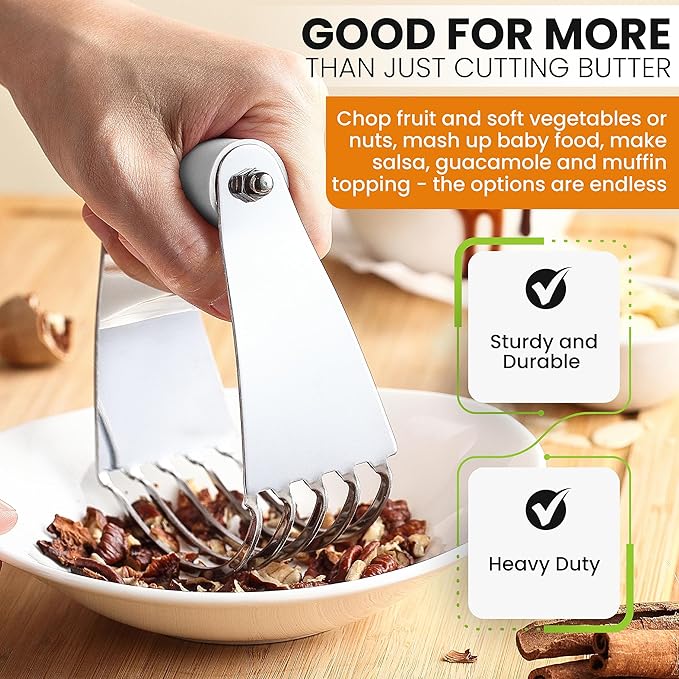 Spring Chef Medium Size White Dough Blender For Baking, Multifunctional Dough Cutter Tool, Stainless Steel Pastry Cutter Tool with Sharp & Sturdy Blades, Dishwasher Safe Pastry Blender for Easy Mixing - Image 5