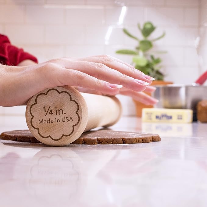 Perfect Cookie Rolling Pin 1/4-in. Fixed Depth Hardwood Made in the USA by Ann Clark - Image 2
