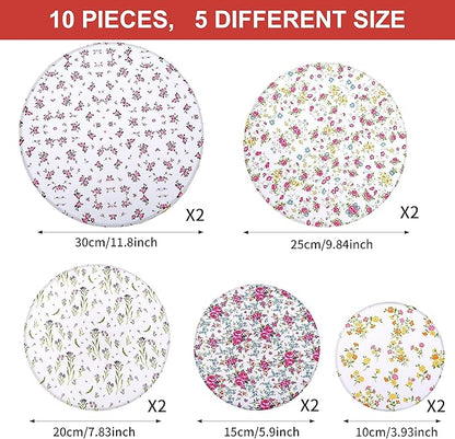 10Pcs Reusable Bowl Covers In 5 Size, Stretch Cloth Fabric Dish Cover Kitchen Storage Containers Lids for Fruits Food Leftover Dough Bread Proofing