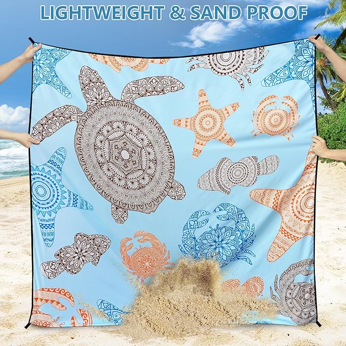 WIWIGO Beach Blanket Waterproof Sandproof Beach Mat 79" X 83"/10'x9'for 2-8 Adults Quick Drying Outdoor Picnic Mat Beach Accessories for Travel, Camping, Hiking - Image 3