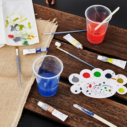 100 PACK Plastic Measuring Cups, 10 oz Disposable Mixing Cups with 100 Wooden Mixing Sticks, Can Be Used for Epoxy Resin, Liquid Measuring, Paint, Cooking and Baking - Image 3