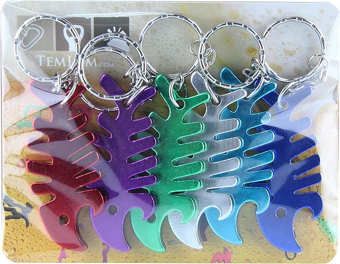 SWATOM Fish Bone 6PCS Bottle Opener Keychain Beer Openers Tool Key Chain Ring Accessories