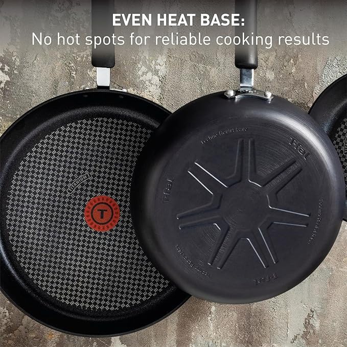 T-Fal Ultimate Hard Anodized Nonstick Fry Pan With Lid 12 Inch, Oven Broiler Safe 400F, Lid Safe 350F, Cookware, Pots and Pans, Kitchen Frying Pans, Skillets, Home, Dishwasher Safe, Onyx - Image 6
