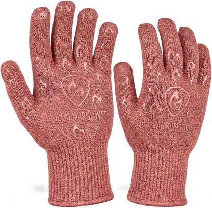 Grill Armor Oven Gloves with Fingers – 932°F Heat, Fire & Cut Resistant Mitts for BBQ, Grill, Cooking, Grilling, Baking, Smoker & Fire Pit by GrillArmorGloves
