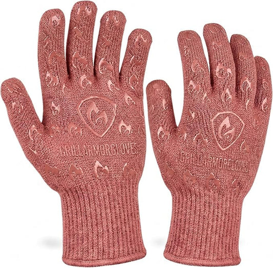 Grill Armor Oven Gloves with Fingers – 932°F Heat, Fire & Cut Resistant Mitts for BBQ, Grill, Cooking, Grilling, Baking, Smoker & Fire Pit by GrillArmorGloves