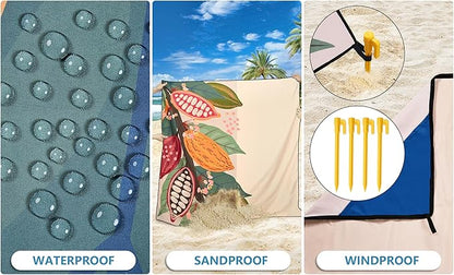 HIHOHO Beach Blanket Waterproof Sandproof Extra Large Beach Mat 79" X 83"/120"x108"for 1-8 Adults Quick Drying Durable Outdoor Picnic Mat for Beach Travel Camping Hiking