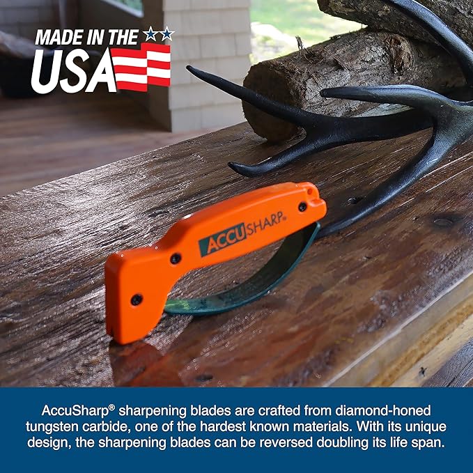 AccuSharp Knife Sharpener, Ergonomic Comfortable Handle, Compact & Easy to Use, Restore and Hone Straight & Serrated Knives, Blaze Orange - Image 8
