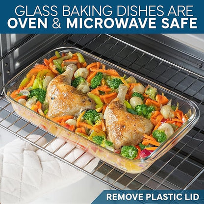 COOK WITH COLOR 8-Piece Deep Glass Baking Dish Set with Plastic Lids – Casserole and Food Storage Containers for Lasagna, Leftovers – Freezer-to-Oven, Microwave & Dishwasher Safe, Blue - Image 6