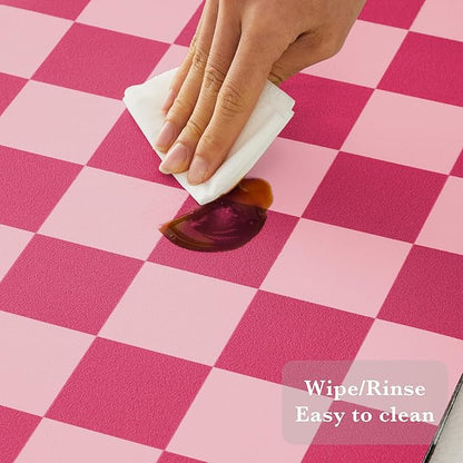 Ohocut Checkered Dish Drying Mat for Kitchen Counter, Coffee Bar Station Accessories, Retro Cute Aesthetic Modern Absorbent Drainer Mat Kitchen Drying Mat Easy Clean, Hot Pink 12" x 19" - Image 6